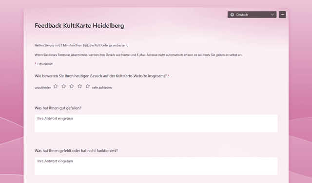 Screenshot Feedback Formular